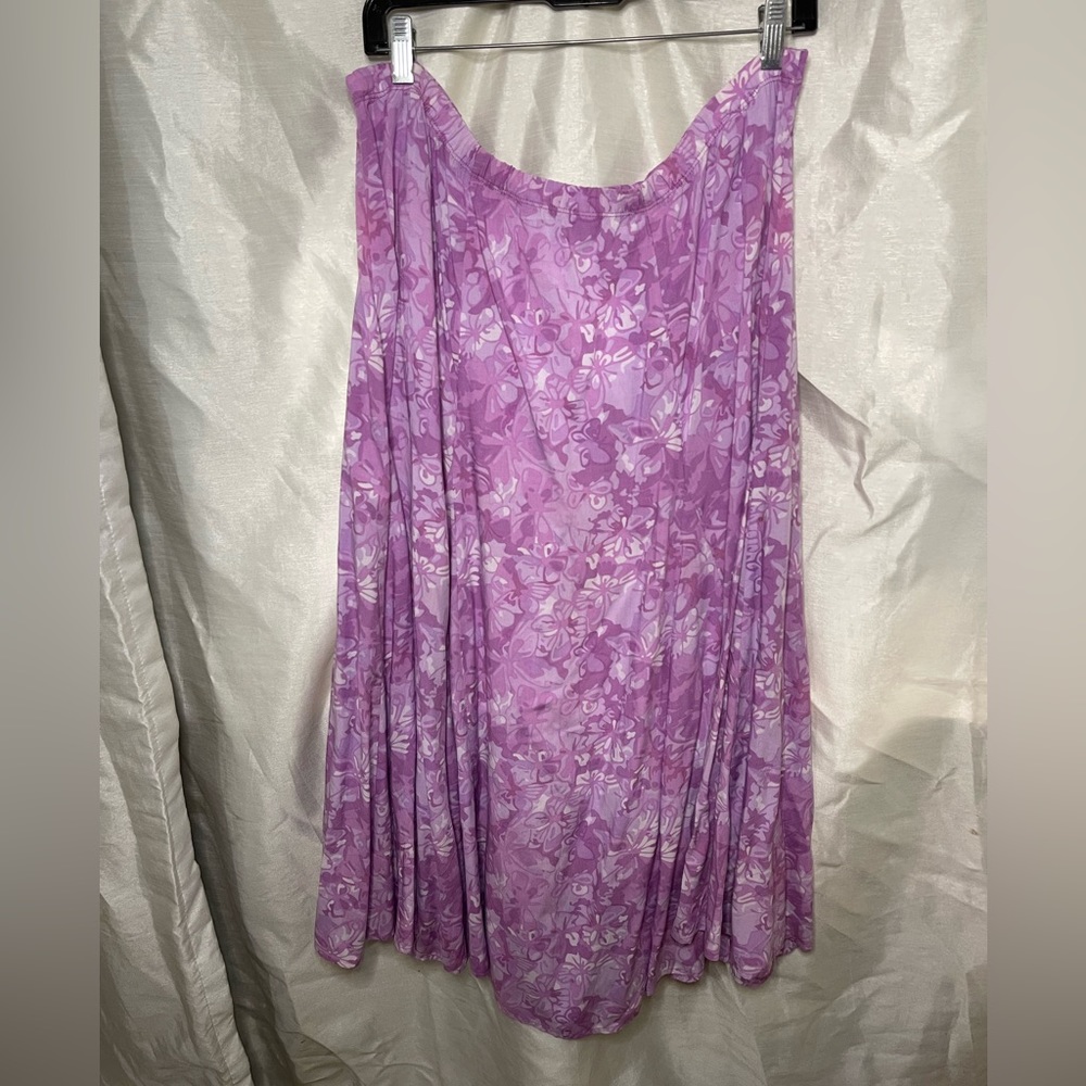 VTG 90’s Lavender Butterfly Floral Print Midi Peasant Boho Skirt